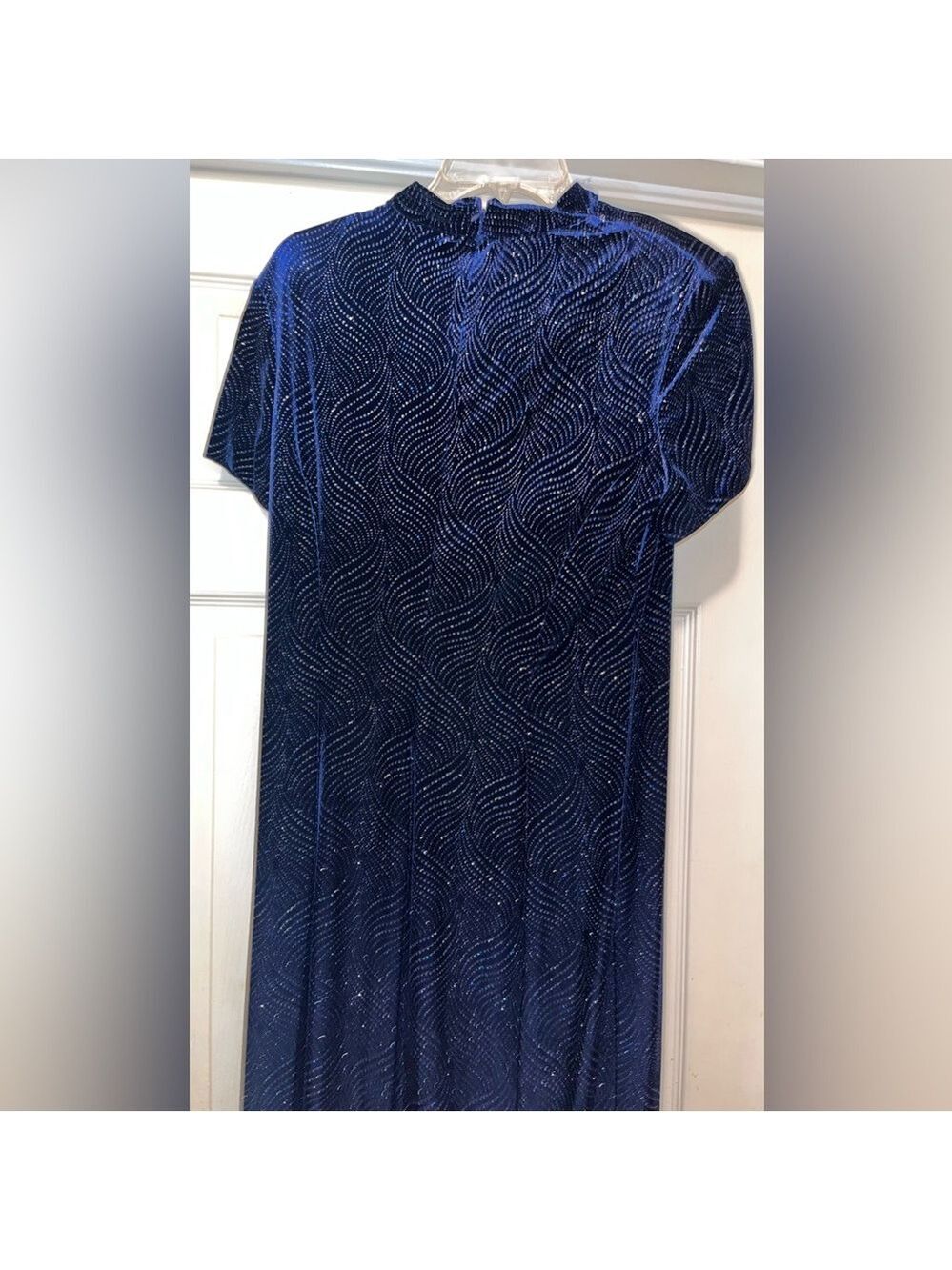 Vintage Navy Blue Velvet Formal Evening Dress - Picture 5 of 10